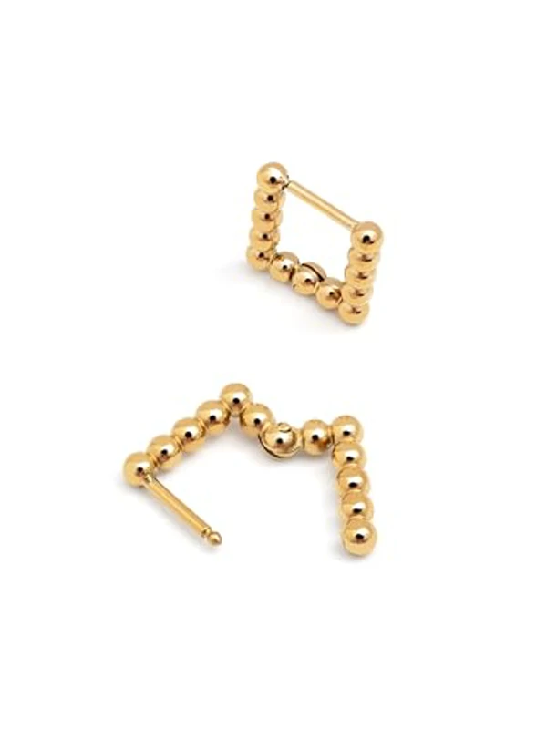 SINGULARU - Pendientes Mila Dots. Acero con Acabado en Baño Oro de 18Kt. Aro Cuadrados con Cierre Congo/Click. Joyas para Mujer - Imagen 3