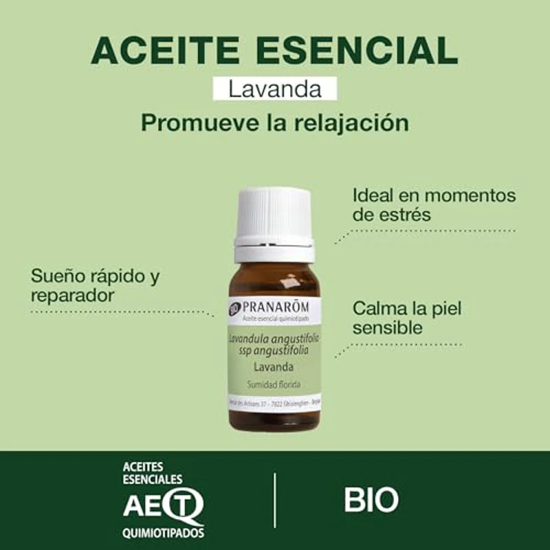 PRANAROM - Lavanda Orgánica - Aceite Esencial Quimiotipado - Sueño y Estrés - 100% Puro y Natural - HECT - 10ml - Imagen 2
