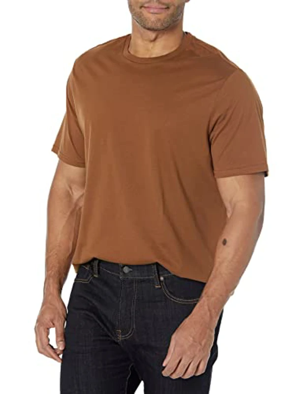 Amazon Essentials Camiseta de Cuello Redondo de Algodón, Manga Corta, Corte Clásico Hombre, Pack de 2, Marrón/Negro, M - Imagen 2