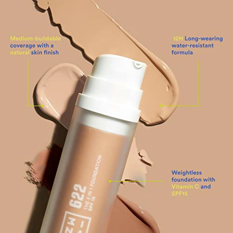 3INA MAKEUP - The 3 in 1 Foundation 611 - Base de Maquillaje Beige Claro con Subtono Neutro - Base 3 en 1 con Primer y Corrector - Base Maquillaje con SPF 15 y Vitamina C - Vegan - Cruelty Free - Imagen 3