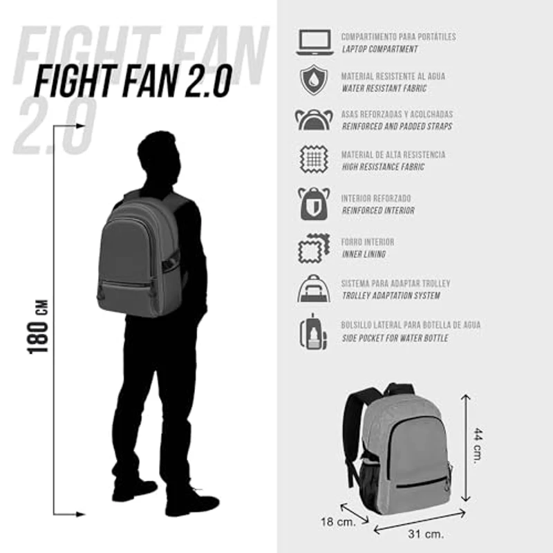 Demon Slayer Taisho-Mochila Fight FAN 2.0, Negro, 31 x 44 cm, Capacidad 24 L - Imagen 2