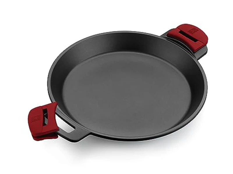 BRA Premiere Paellera 36 cm, Aluminio Fundido, Tricapa con Revestimiento Antiadherente reforzado sin PFOA, Asas Desmontables incluidas, apta para todo tipo de Cocinas incluida Inducción, Rojo - Imagen 2