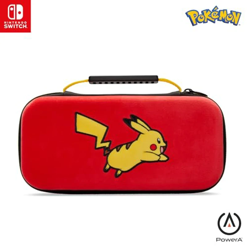 PowerA Funda Protectora Nintendo Switch, Switch Lite y Modelo OLED, Funda Protectora rígida con asa de Transporte y Almacenamiento para 9 Tarjetas de Juego, Oficial: Pokemon; Pikachu Jump - Imagen 1