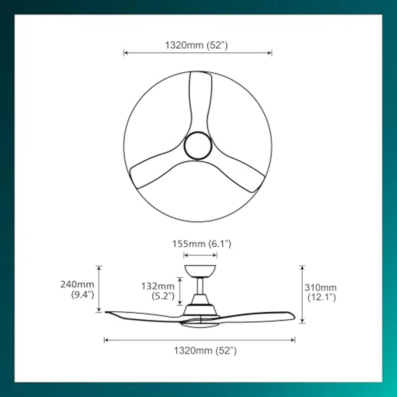 Philips Ventilador de techo con Led, 3 aspas fijas 52" (diametro 136cm), luz LED 28 W, motor DC silencioso, 3 temperaturas de luz, mando a distancia incluido, certificación EU IEC 60598 - Imagen 3