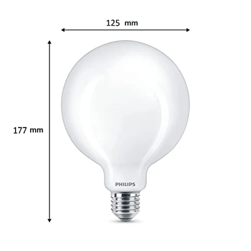 Philips - Bombilla LED cristal 100W E27 luz blanca cálida globo, mate, no regulable - Imagen 3