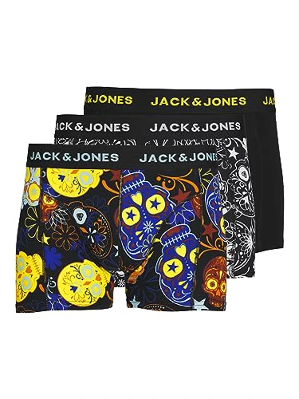 JACK & JONES Hombre Jacjames Trunks 3 Pack Bóxer,Black/Yellow,L - Imagen 1