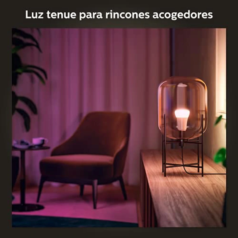 Philips Hue - Bombilla LED Inteligente, A60 E27, Luz Blanca y de Colores, 6.5W (Eq. 60W), 806 Lumens, Compatible con Alexa y Google Home - Pack de 4 Bombillas LED Inteligentes - Imagen 3