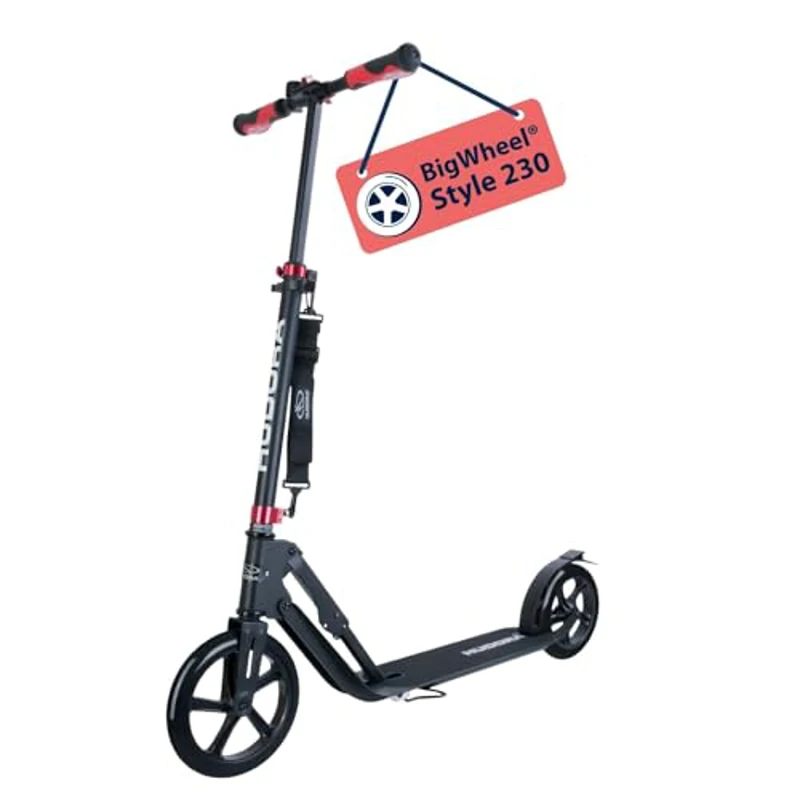 HUDORA Scooter BigWheel Style 230 - Patín de Aluminio Estable con Gran Superficie de pisada - Patinete Urbano Ajustable y Plegable para hasta 120kg - Patinetes para jóvenes y Adultos - Imagen 1