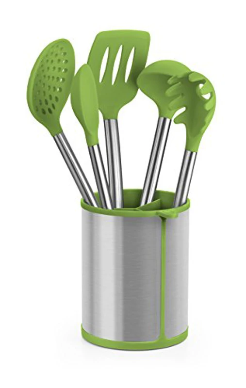 BRA Prior Cuchara de Pasta Apta para el Contacto con los Alimentos, Acero Inoxidable 18/10 y Silicona, Verde, 35 x 6.5 x 3.5 cm - Imagen 2