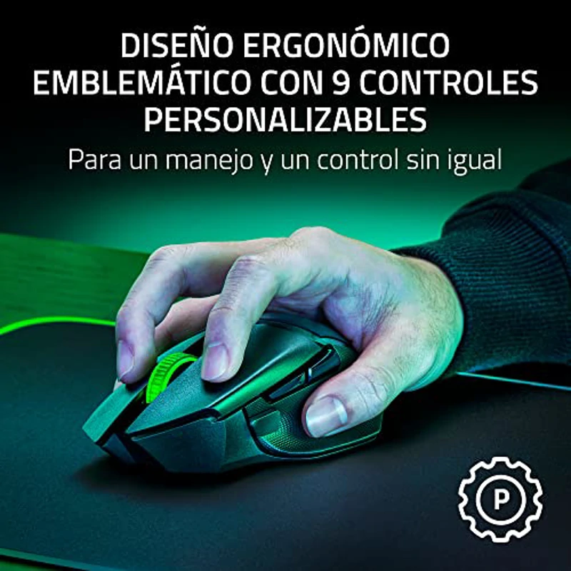 Razer Basilisk V3 X HyperSpeed - Mouse da gioco Wireless personalizzabile (Forma ergonomica con 9 controlli personalizzabili, HyperSpeed Wireless, Bluetooth, Sensore Ottico avanzato 5G 18K) Nero - Imagen 3
