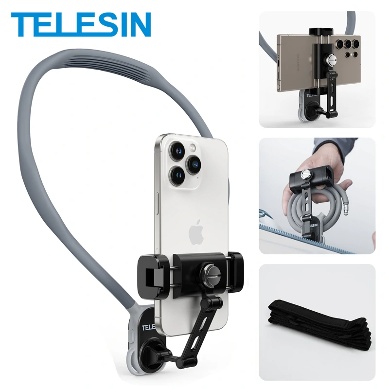 TELESIN Clip para teléfono con montaje en cuello 360 °   Soporte de teléfono POV de rotación para Iphone 15 14 13 12 11 10 SAMSUNG HUAWEI XIAOMI accesorios de teléfono - Imagen 1