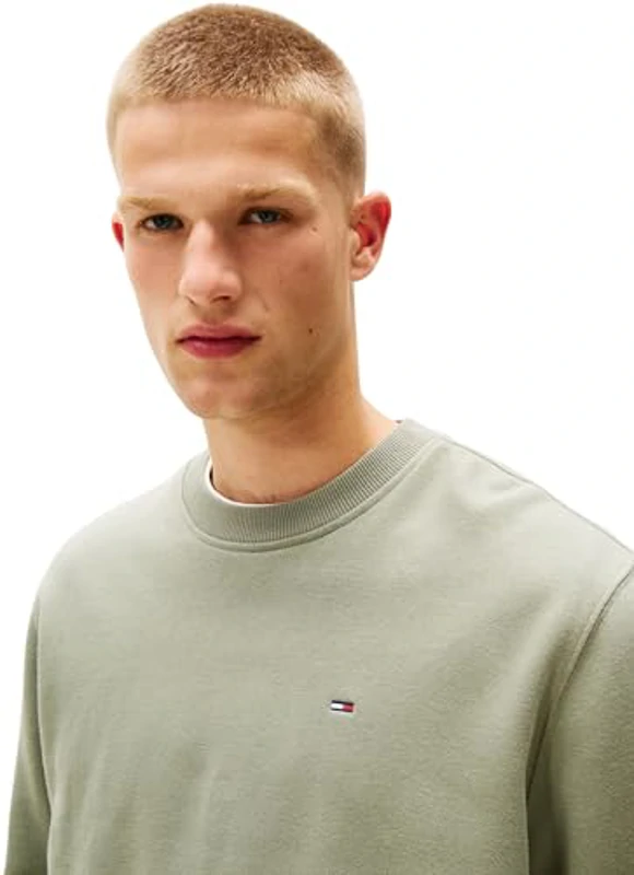 Tommy Jeans TJM Reg S Flag Crew Dm0Dm20741 Sudadera sin Botones, Green (Utility Sage), XL para Hombre - Imagen 3