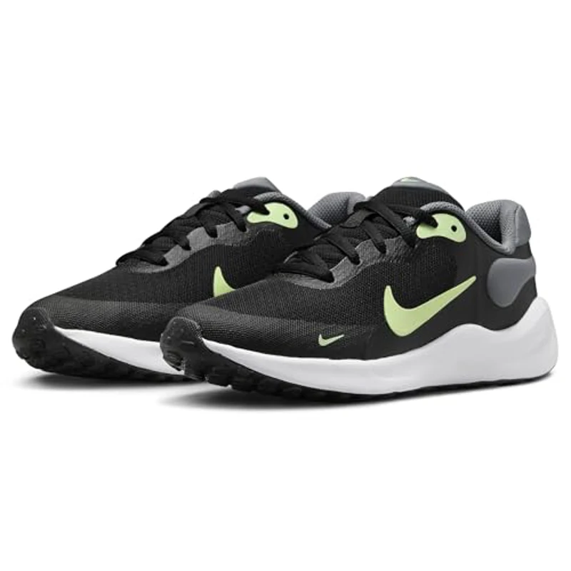 NIKE Revolution 7, Sneaker Hombre, Black Barely Volt Smoke Grey White, 33.5 EU - Imagen 2