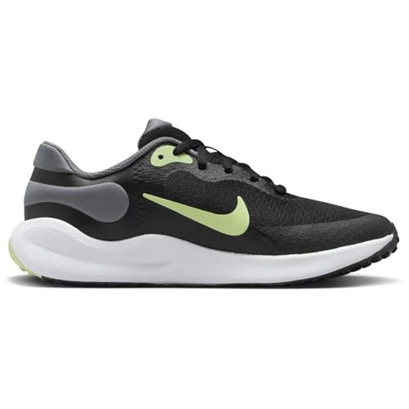 NIKE Revolution 7, Sneaker Hombre, Black Barely Volt Smoke Grey White, 33.5 EU - Imagen 3
