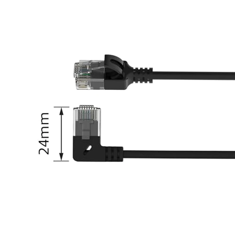 ACT Cable de red CAT6A acodado 90° hacia la izquierda, U/UTP LSZH LAN cable delgado de 3,6 mm Slimline, cable Ethernet flexible con conector RJ45, 0,25 metros, hacia la - DC1952 - Imagen 3