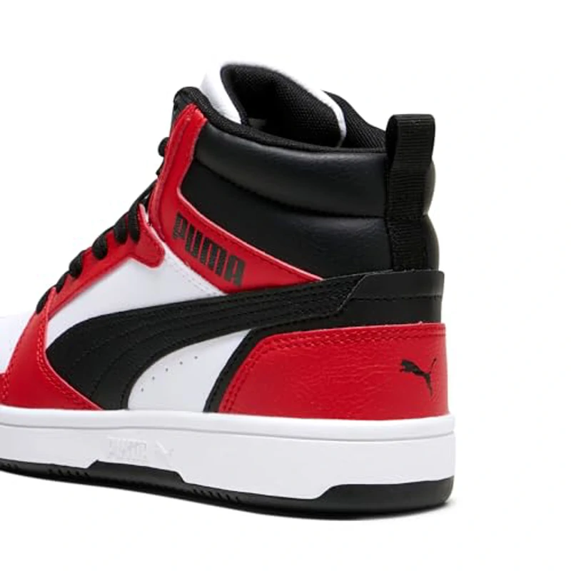 PUMA Rebound V6 Mid Jr, Zapatillas, White Black For All Time Red, 37.5 EU - Imagen 2