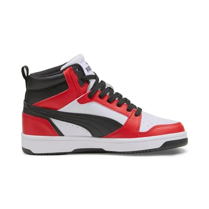 PUMA Rebound V6 Mid Jr, Zapatillas, White Black For All Time Red, 37.5 EU - Imagen 3