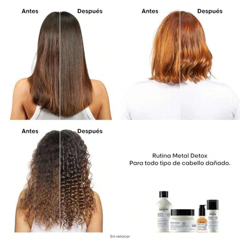 L’Oréal Professionnel Aceite Concentrado, para Pelo Seco, Dañado o Teñido, Protector Térmico, Color Más Duradero y Brillante, para Cabello Más Fuerte y Nutrido, Metal Detox, 50 ml - Imagen 3
