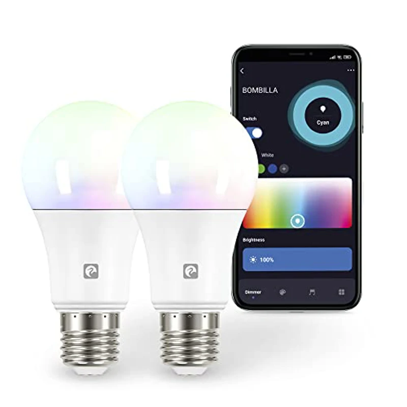 Garza Smart - Pack 2 Bombilla LED Inteligente Wifi Estándar A60, 11W (equivale a 75W incandescencia), E27, RGB + CCT, Intensidad regulable, Programable, Control voz y app, Alexa/Google, WiFi 2.4GHz - Imagen 1