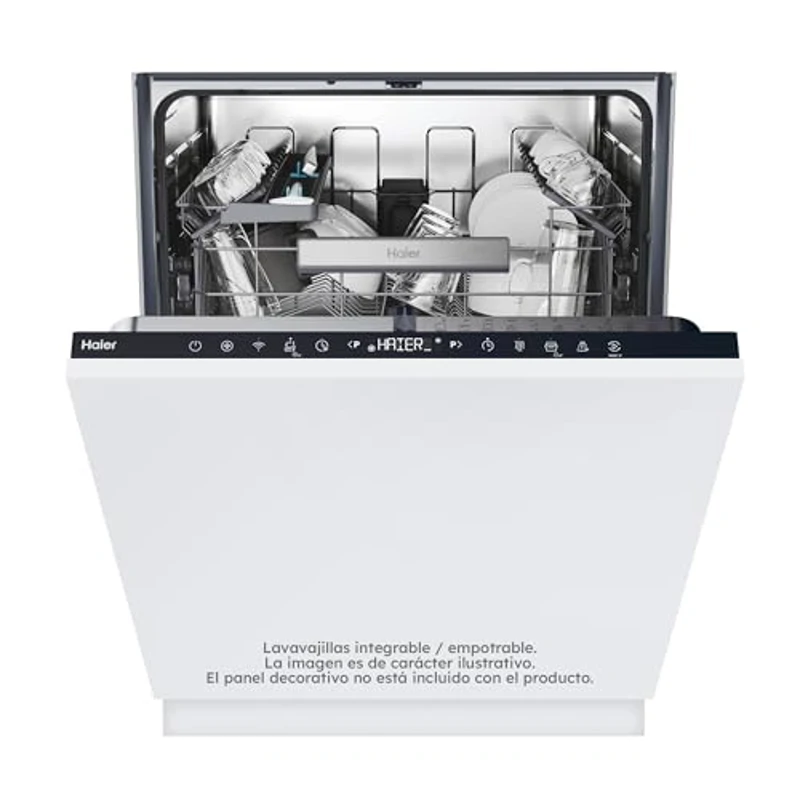Haier Washlens Plus Series 2 - XI 4C4S0SB - Lavavajillas Integrable 60CM, Motor Inverter, 14 Cubiertos, Bisagras Deslizantes, 10 Ciclos, Wi-Fi, App hOn, Filtro Antibacterias, Apertura Automática, 44DB - Imagen 1
