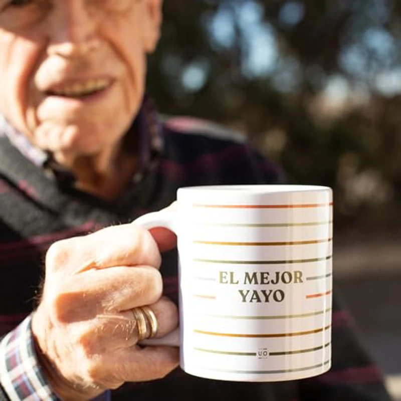 UO Taza de regalo con mensaje El mejor yayo, Regalo para yayos, regalo para padres, 350 ml, Cerámica - Imagen 3