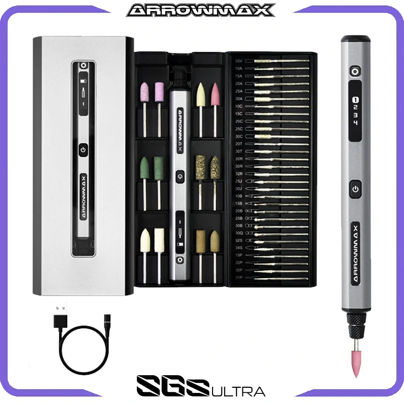 ARROWMAX pluma de grabado Mini amoladora eléctrica herramienta rotativa inalámbrica con 42 bits para manualidades joyería madera vidrio tallado SGS Ultra - Imagen 1