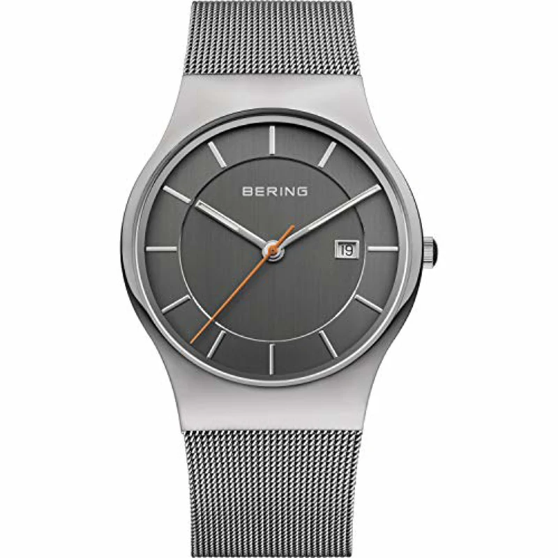 BERING 11938-007 Reloj de cuarzo para hombre con caja de acero inoxidable de 40 mm con acabado en gris y esfera gris, correa milanesa, cristal de zafiro y resistencia al agua de 3 ATM - Imagen 1
