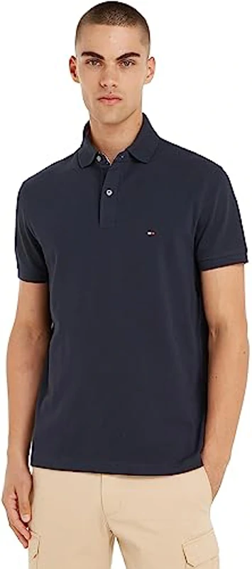 Tommy Hilfiger Polo de Manga Corta Hombre 1985 Regular Fit, Azul (Desert Sky), M - Imagen 1