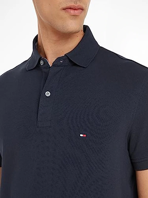 Tommy Hilfiger Polo de Manga Corta Hombre 1985 Regular Fit, Azul (Desert Sky), M - Imagen 3