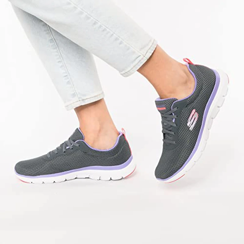 Skechers Flex Appeal 4.0 Brilliant View Regular, Zapatillas Mujer, Charcoal Mesh Lavender Trim, 40 EU - Imagen 2