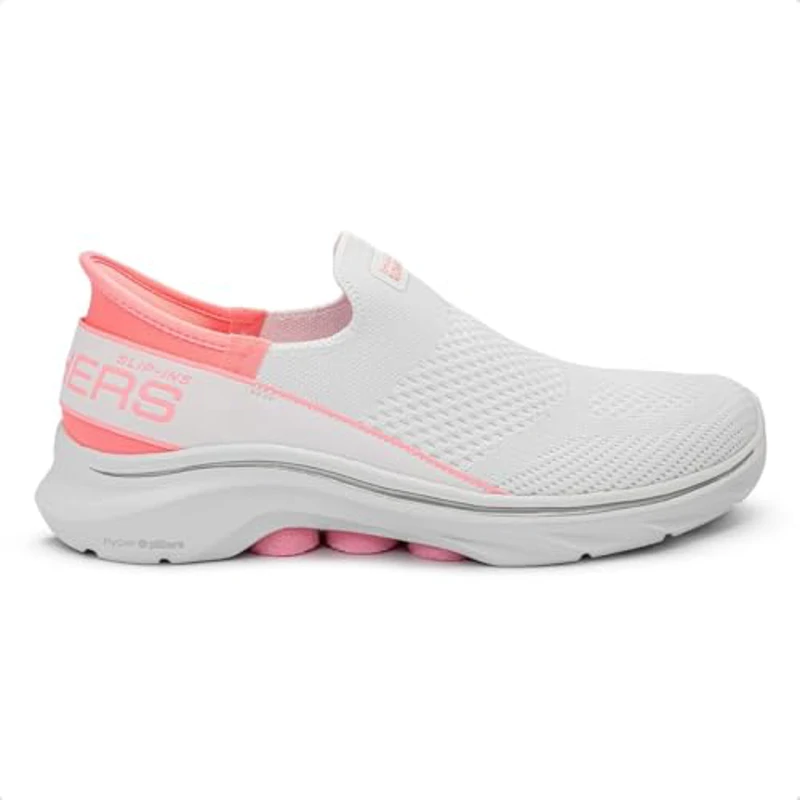 Skechers, GO Walk 7 MIA Mujer, White Textile Neon Pink Trim, 42 EU - Imagen 1