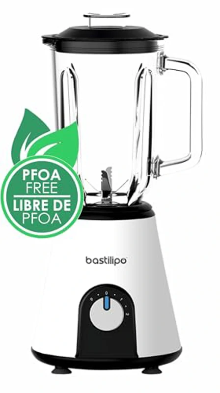 Bastilipo - Batidora de vaso 800W, chasis de acero, 2 velocidades + pulse, jarra 1,5 litros, color blanco, BVA-800B - Imagen 3
