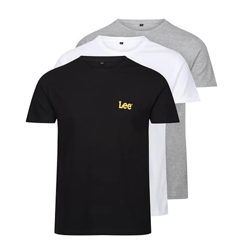 Lee Hombres Camiseta de Cuello Redondo Negro/Gris/Blanco Paquete de 3 Medio - Imagen 1