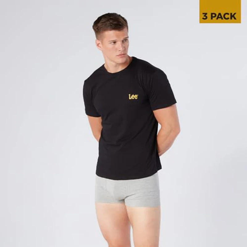 Lee Hombres Camiseta de Cuello Redondo Negro/Gris/Blanco Paquete de 3 Medio - Imagen 2