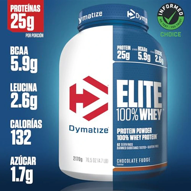 Dymatize Elite 100% Whey Chocolate Fudge 2170g - Pulverizador de adecuada Poteína y Baja Azúcar + Proteína de Suero y BCAA - Imagen 2