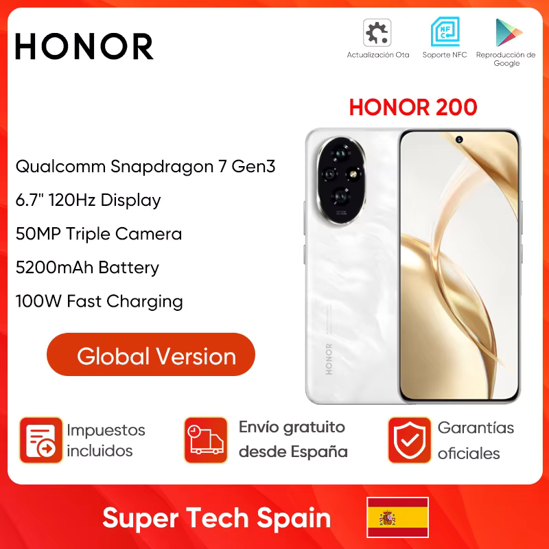 Honor-teléfono inteligente 2024 5G, Snapdragon 7 Gen 3, pantalla curva OLED de 200 pulgadas, 6,7Hz, batería de 120 mAh, carga rápida de 5200 W, cámara de 50MP, novedad de 100 - Imagen 1