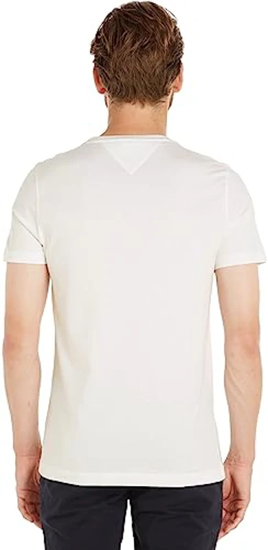 Tommy Hilfiger Camiseta de Manga Corta para Hombre Core Tommy Logo Cuello Redondo, Blanco (Snow White), XXL - Imagen 2