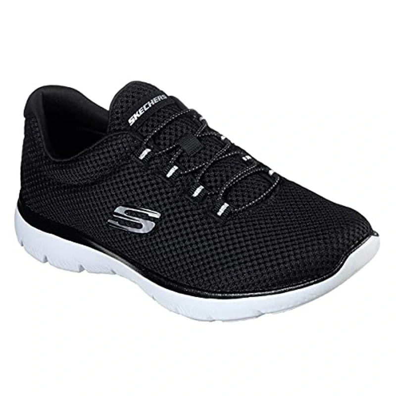 Skechers Summits Lite, Zapatillas Mujer, Black Mesh White Trim, 39.5 EU - Imagen 2