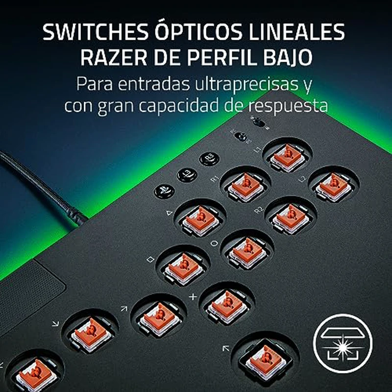 Razer Kitsune - Mando Arcade óptico multibotón para PS5 y PC (Disposición precisa de los botones de movimiento cuádruple, Switches ópticos de perfil bajo lineales Razer) Negro - Imagen 3