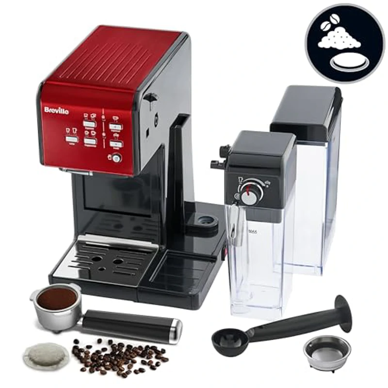 Breville Prima Latte II Espresso | Cafetera para latte y capuchino | Bomba profesional de 15 bares y espumador | Rojo [VCF109X] - Imagen 2
