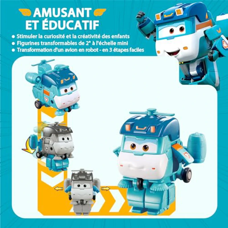 Super Wings Shine, Transform-a-Bots, avión de Juguete Preescolar para niños y niñas de 3 4 5 años, Regalos de cumpleaños para niños - Imagen 2