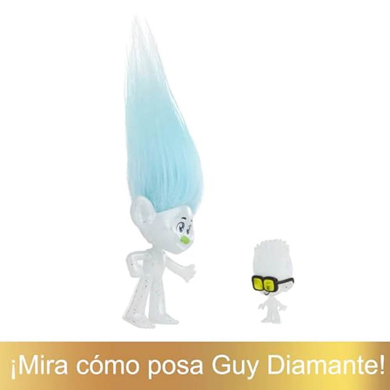 Mattel Trolls 3 Todos Juntos Muñeco Guy Diamond con Diamantito, inspirado en la película, juguete +3 años (HNF09) - Imagen 3