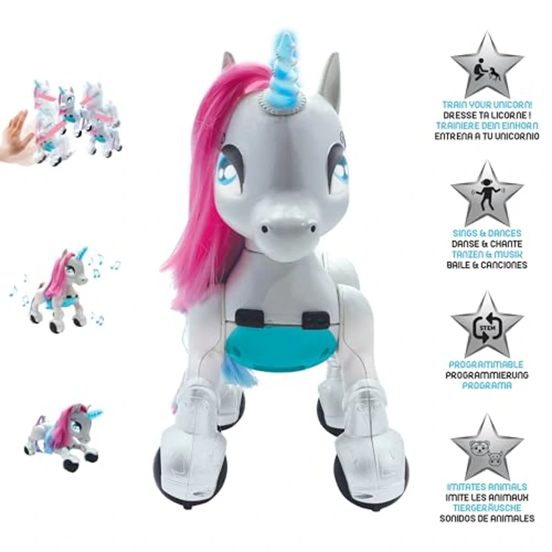 LEXIBOOK Power Unicorn® - Mi Robot Unicornio Inteligente para Entrenar programable con Control Remoto, función de Entrenamiento y Control gestual, Baile, música, Efectos Luminosos, Recargable - UNI01 - Imagen 2
