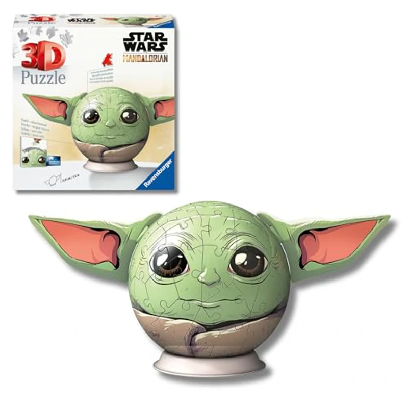 Ravensburger - Puzzle 3D Niños Bola De Star Wars: Grogu con Orejas | Puzzles 3D para Niños De 6 Años O Más | Maquetas para Montar De 72 Piezas | Regalo Niño 6 Años O Más - Imagen 1