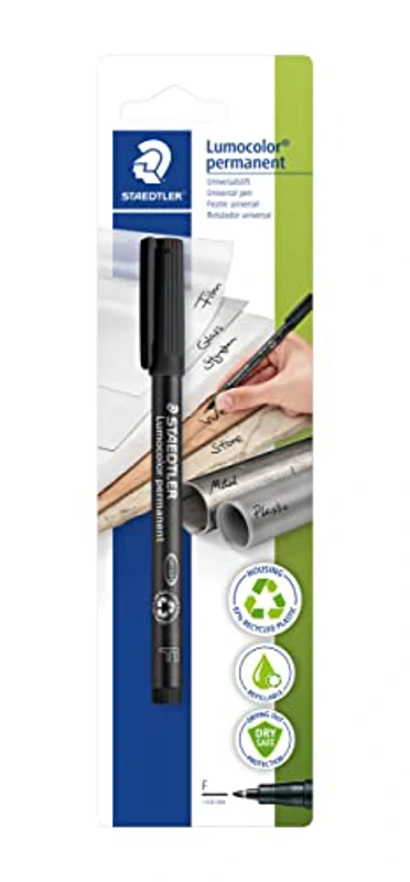 Staedtler Lumocolor 318-9 BKDA. Rotulador de punta fina de color negro. Blíster con 1 marcador con punta F. - Imagen 1
