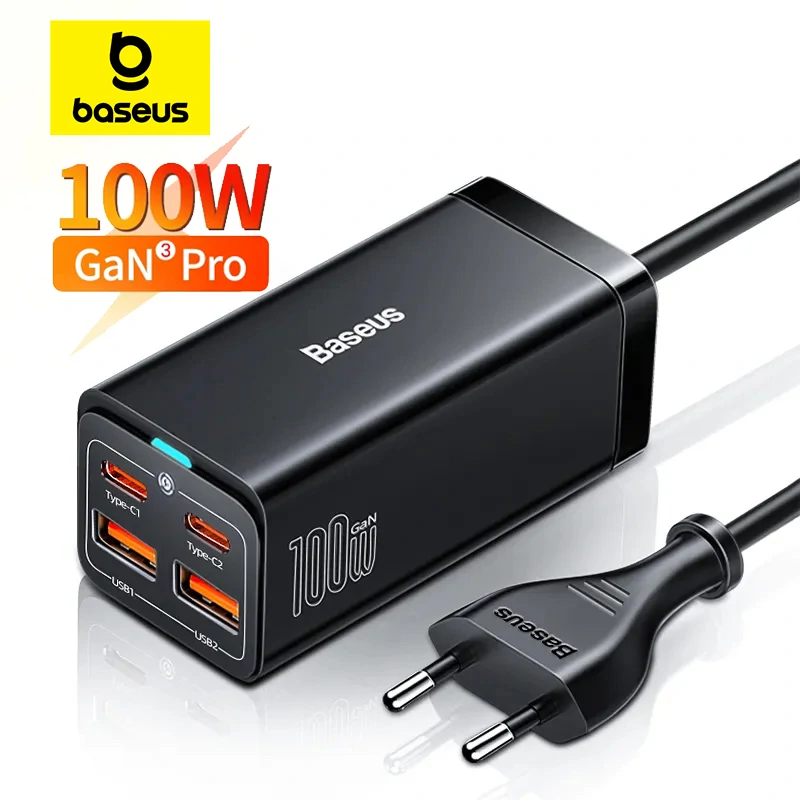 Baseus GaN3 100/ 65W cargador de escritorio carga rápida QC 3,0 4,0 USB C tipo C cargador de teléfono para iPhone15 Huawei Xiaomi MacBook portátil - Imagen 1
