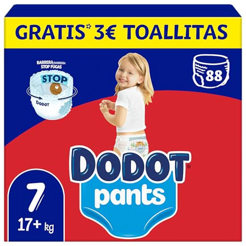 Dodot Pañal-Braguita Pants , Talla 7 (+17kg), 88 Pañales, Con Ajuste 360 que ayuda a prevenir holguras y fugas - Imagen 1