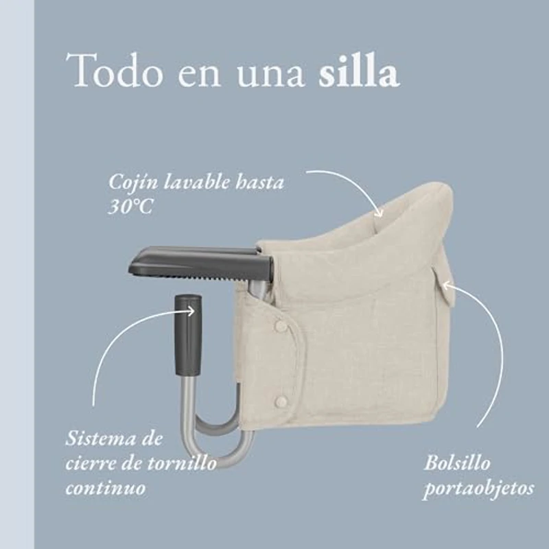 Inglesina Fast, Asiento de Mesa Plegable, Beige (Desert Beige), Fácil de Transportar, Lavable, Instalación Segura, Hasta 15 kg, 35 x 27 42 cm - Imagen 2