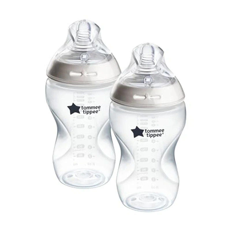 Tommee Tippee Biberones, biberón anticólicos Natural Start, 340 ml, con tetina anatómica para un agarre natural, válvula anticólicos, pack de 2 - Imagen 1