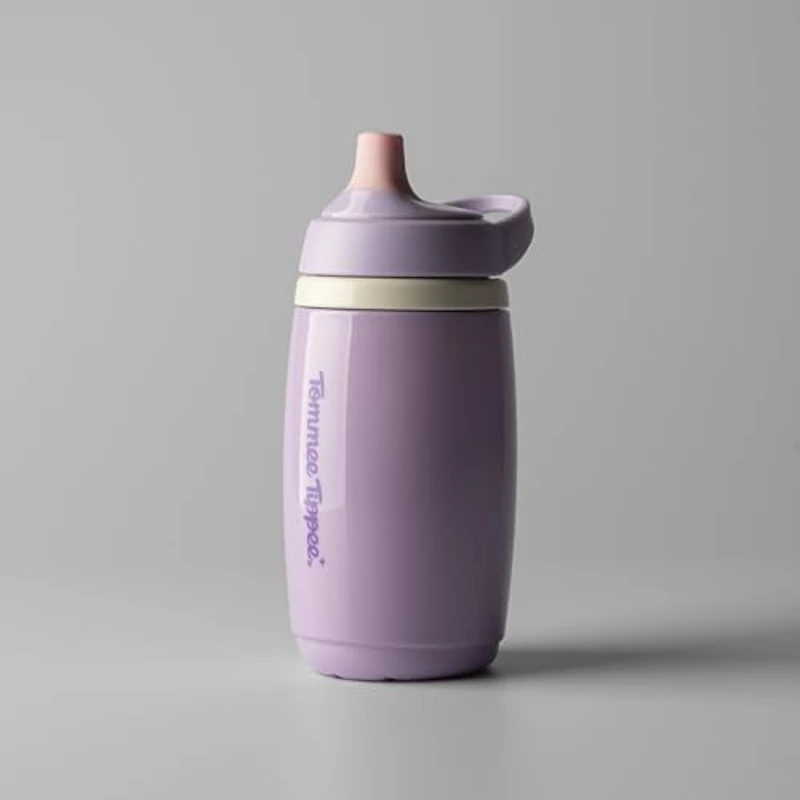 Tommee Tippee Vaso Isotérmico con Boquilla, 266ml, Botella de Agua Antigoteo para Niños a Partir de 12 Meses, con Aislamiento para Mantener la Bebida Fría, Rosa y Morado, Pack de 2 - Imagen 2